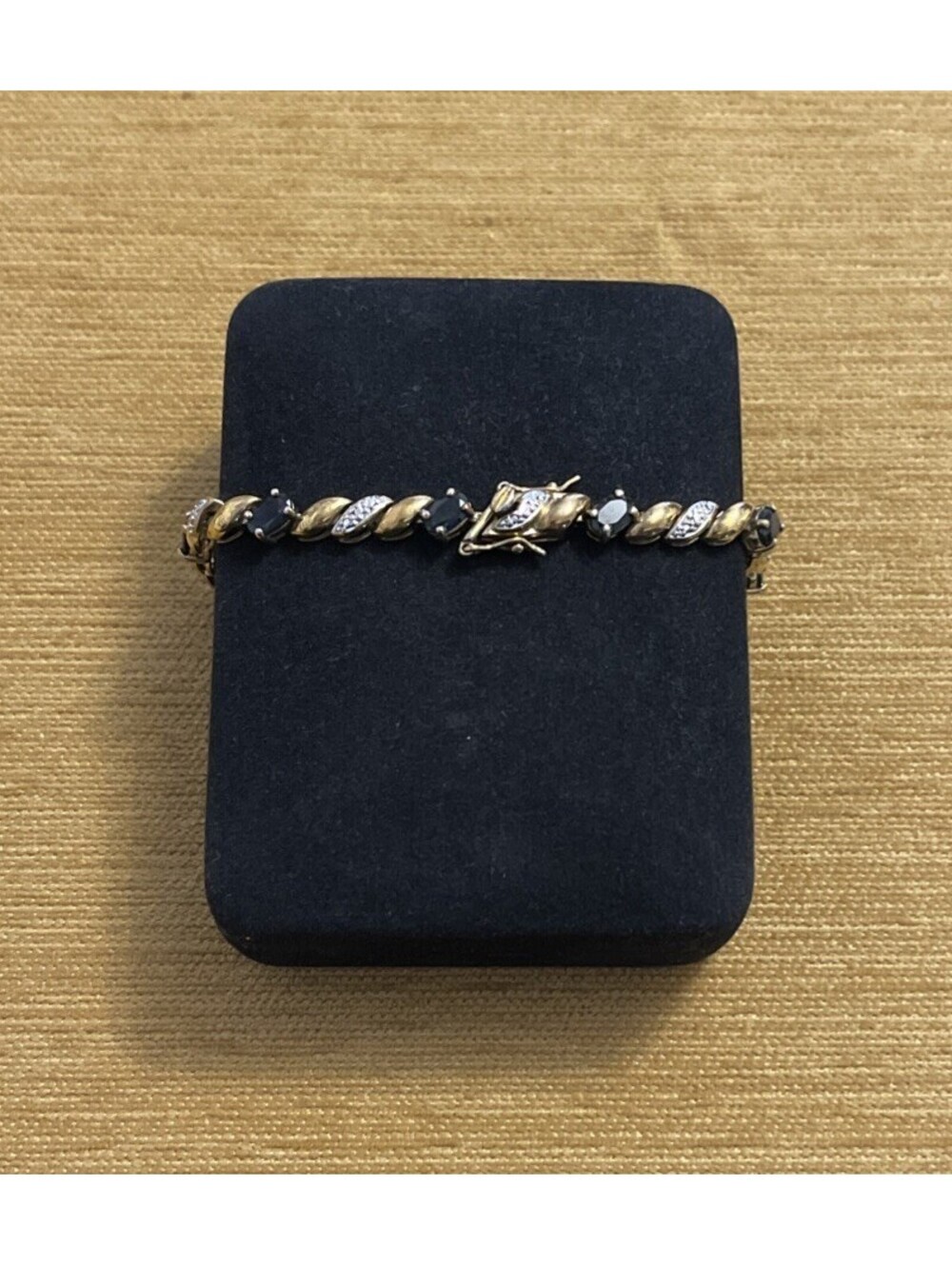Ross Simons Sapphire & Diamond Tennis Bracelet 8β Gold/925 Sterling Silver! M387